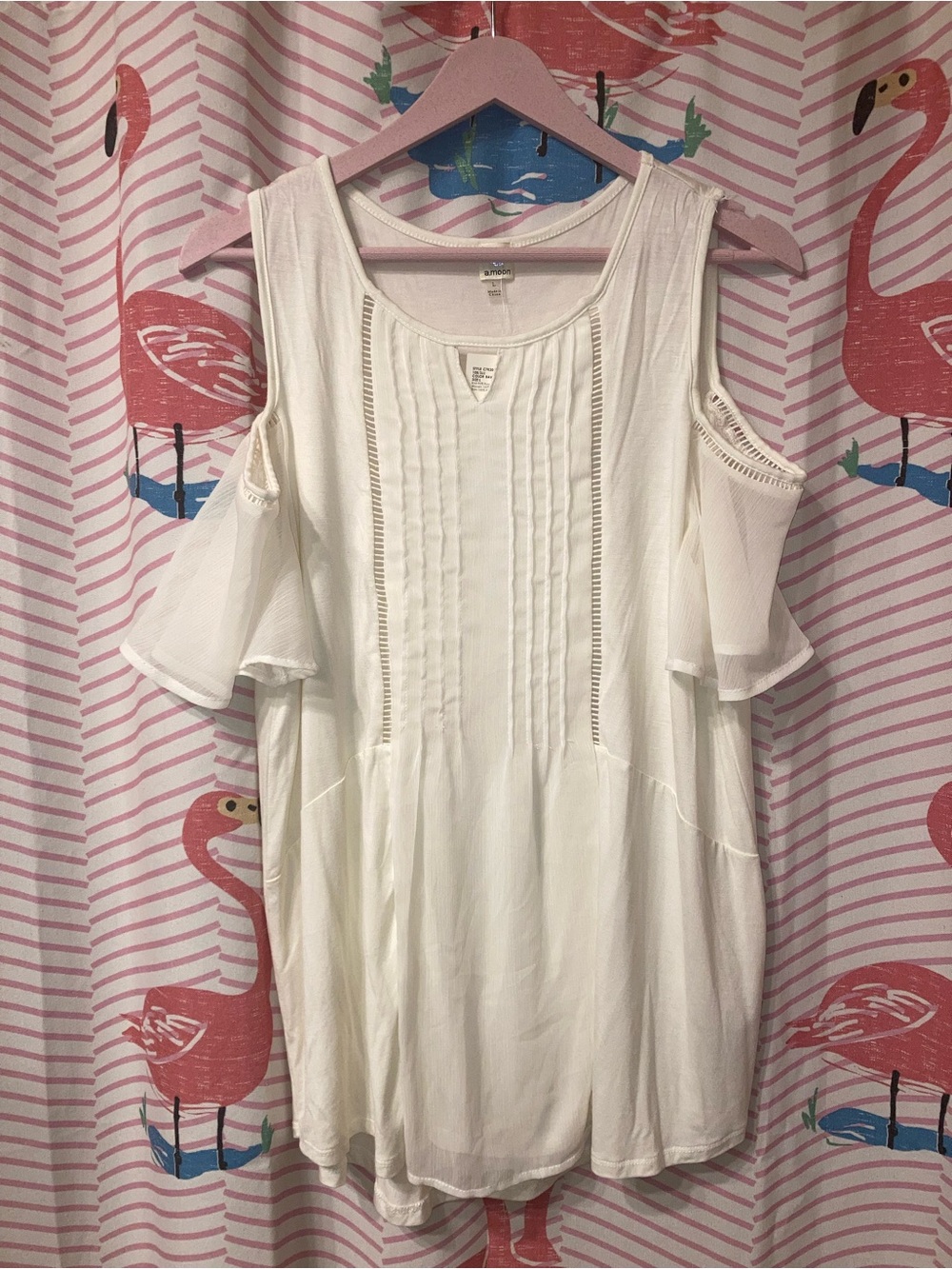 NWT White Cold-Shoulder Boho Blouse